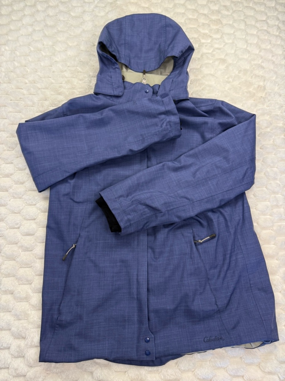 Cabela’s Women's Blue Hooded Waterproof Rain Jacket Shell Coat - Size Medium